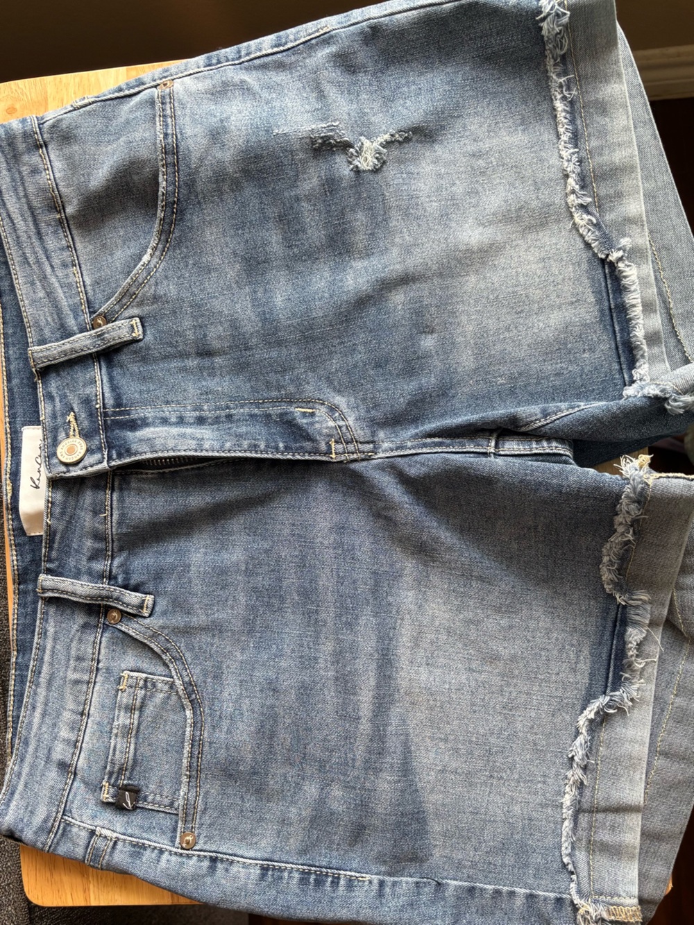 KanCan Light Blue Distressed Frayed Hem Denim Shorts